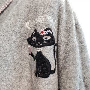 DELICATES Sassy Cat Embroidered Full Length Robe